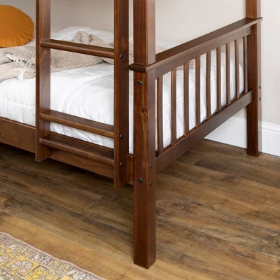 Twin Over Twin Transitional Cottage Solid Pine Bunk Bed Walnut - Saracina Home - Image 5