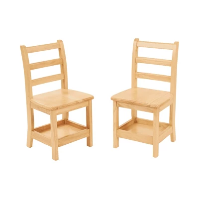 ECR4Kids Three Rung Ladderback Chairs With Storage, 2-Pack - Natural - Image 10