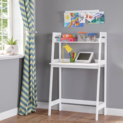 Kids' Desk With Ladder Shelf Storage And 2 Bonus Magnetic Art Display Bars White - RiverRidge Home - Image 8