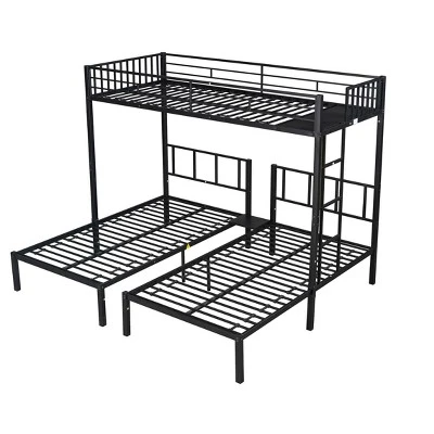 Twin Over Twin Metal Triple Bunk Bed With Ladder-ModernLuxe - Image 7