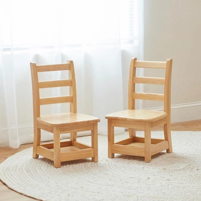 ECR4Kids Three Rung Ladderback Chairs With Storage, 2-Pack - Natural - Image 4