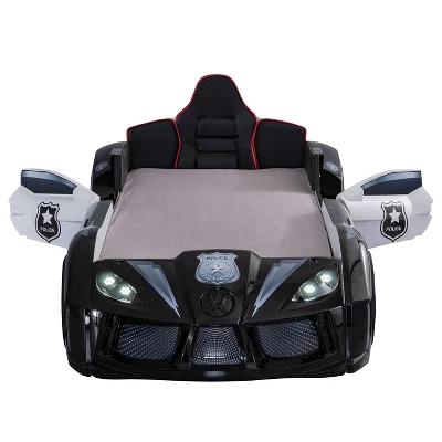 Twin Tarryton Police Cruiser Bed With Led Lights And Sound Black/White - MiBasics - Image 5