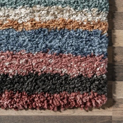 Aidan Diamond Striped Kids Shag Area Rug - Image 4