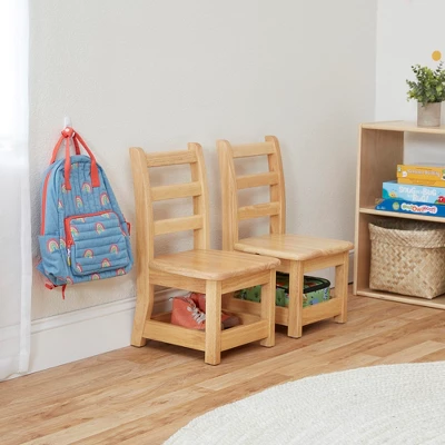 ECR4Kids Three Rung Ladderback Chairs With Storage, 2-Pack - Natural - Image 6