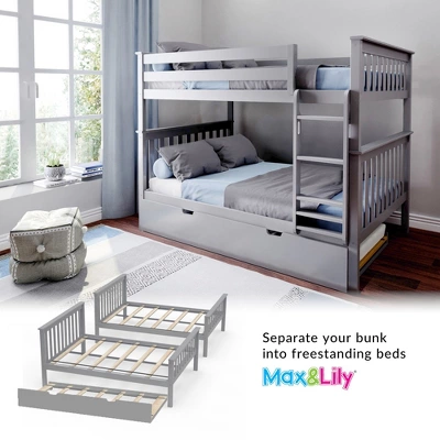 Max & Lily Full Over Full Bunk Bed With Trundle Bed - Image 4