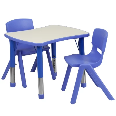 Flash Furniture 21.875"W X 26.625"L Rectangular Plastic Height Adjustable Activity Table Set With 2 Chairs - Image 8