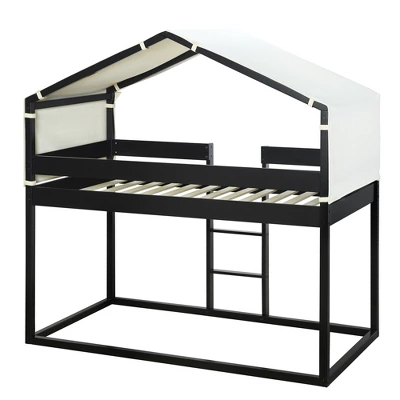 Wood Twin Over Twin Bunk Bed With Tent-ModernLuxe - Image 6