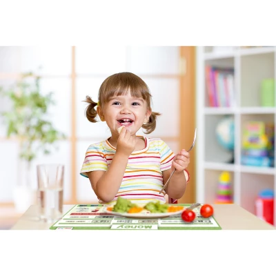 Merka Kids Educational Placemats For Kids Placemats Wipeable Set Of 4 Wipeable Silicone Mats Time Money Calendar & Season - Image 2