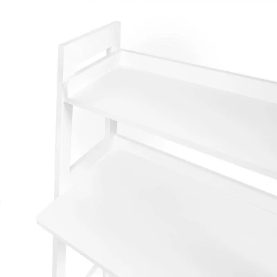 Kids' Desk With Ladder Shelf Storage And 2 Bonus Magnetic Art Display Bars White - RiverRidge Home
