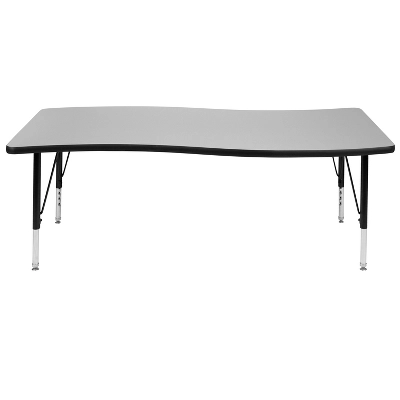 Flash Furniture 26"W X 60"L Rectangle Wave Flexible Collaborative Thermal Laminate Activity Table - Height Adjustable Short Legs - Image 8